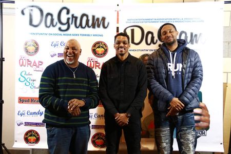 Wil Lewis III, Josh Adam's and Ken Thompson the writer of Dagram at the premiere.