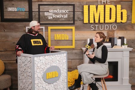 Kevin Smith and Sara Colangelo at an event for The Kindergarten Teacher (2018)