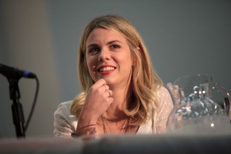 Kristina Cole speaking at the 2014 VidCon at the Anaheim Convention Center in Anaheim, California (Storytellers).