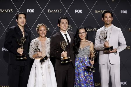 Maria Bello, Steven Yeun, Joseph Lee, Ali Wong, and Young Mazino at an event for Beef (2023)
