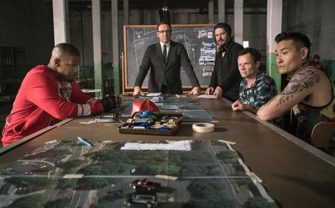 Kevin Spacey, Jamie Foxx, Flea, Edgar Wright, and Lanny Joon in Baby Driver (2017)