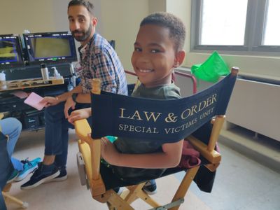 Ja' Siah Young on set if Law And Order SVU