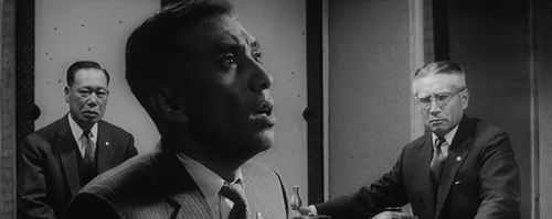Masayuki Mori, Kô Nishimura, and Takashi Shimura in The Bad Sleep Well (1960)