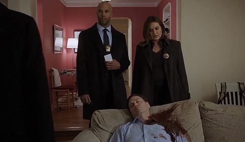 Still from NBC’s “Law & Order: SVU” (Mark Tallman as Sam Williams; Mariska Hargitay as Olivia Benson)