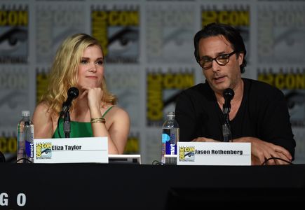 Jason Rothenberg and Eliza Taylor at an event for The 100 (2014)