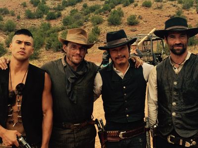 With Martin Sensmeier, Byung-Hun Lee and Manuel Garcia-Rulfo on the set of 