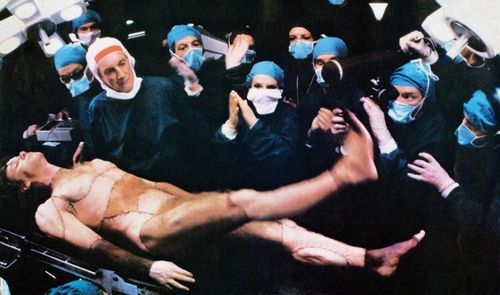 Malcolm McDowell, Jill Bennett, and Graham Crowden in Britannia Hospital (1982)