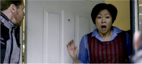 Mia Park speaking in Korean on Fox TV's APB, giving illegal manicures.