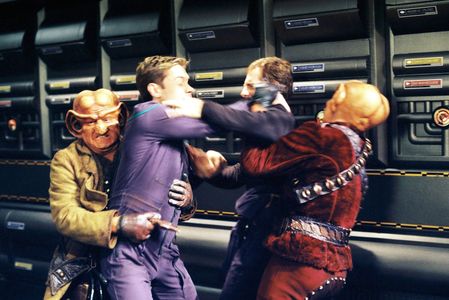 Scott Bakula, Clint Howard, Ethan Phillips, and Connor Trinneer in Star Trek: Enterprise (2001)