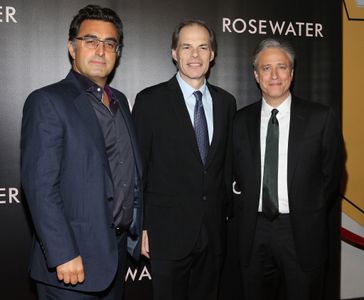 Maziar Bahari, Tom Ortenberg, and Jon Stewart at an event for Rosewater (2014)