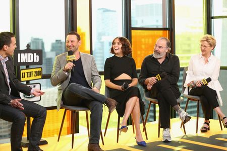 Annette Bening, Mandy Patinkin, Dan Fogelman, Dave Karger, and Olivia Cooke at an event for IMDb at Toronto Internationa