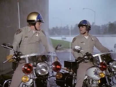 Erik Estrada and Larry Wilcox in CHiPs (1977)