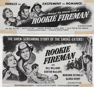 Barton MacLane, Marjorie Reynolds, and Bill Williams in Rookie Fireman (1950)