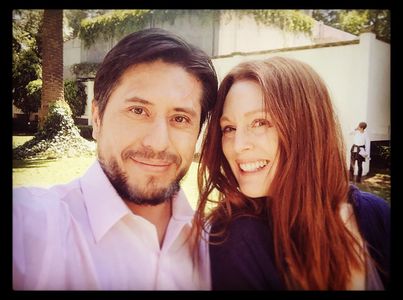 J. Eddie Martinez on the set of “Bel Canto” with Julianne Moore