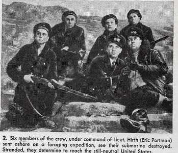 John Chandos, Richard George, Raymond Lovell, Niall MacGinnis, Eric Portman, and Peter Moore in 49th Parallel (1941)