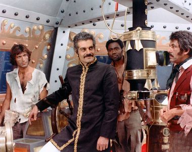Omar Sharif, Ambroise Bia, Philippe Nicaud, and Gabriele Tinti in The Mysterious Island (1973)