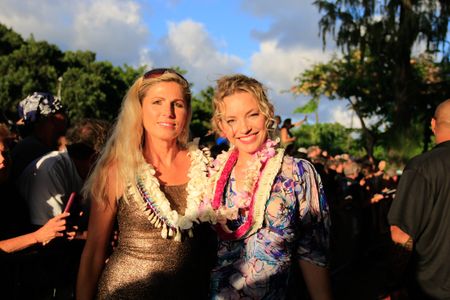 Magnum P.I. ladies Faith Fay and Perdita Weeks share the red carpet. CBS's Magnum P.I. & Hawaii Five-O Premiere.