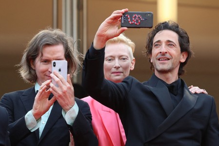 Adrien Brody, Wes Anderson, and Tilda Swinton at an event for The French Dispatch (2021)