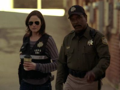 Jorja Fox and Larry Mitchell in CSI: Crime Scene Investigation (2000)