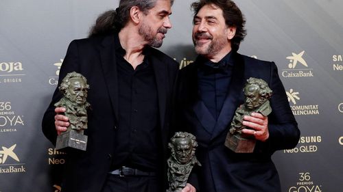 Javier Bardem and Fernando León de Aranoa at an event for 36 premios Goya (2022)