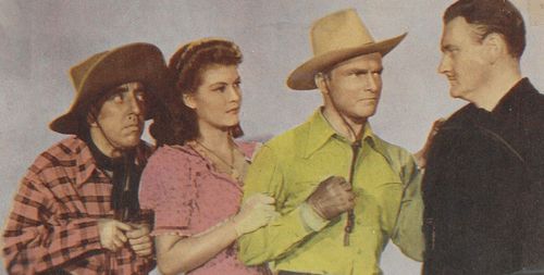 Don 'Red' Barry, Brian O'Hara, Helen Talbot, and Wally Vernon in California Joe (1943)