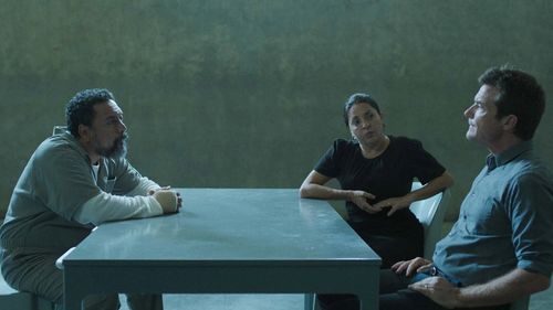 Jason Bateman, Felix Solis, and Veronica Falcón in Ozark: Mud (2022)