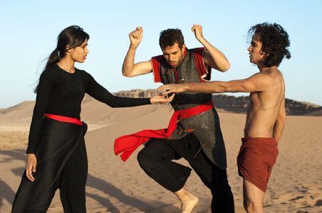 Reece Ritchie, Freida Pinto, and Tom Cullen in Desert Dancer (2014)