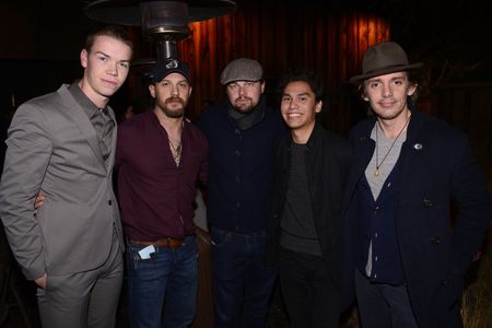 Leonardo DiCaprio, Lukas Haas, Tom Hardy, Will Poulter, and Forrest Goodluck at an event for The Revenant (2015)