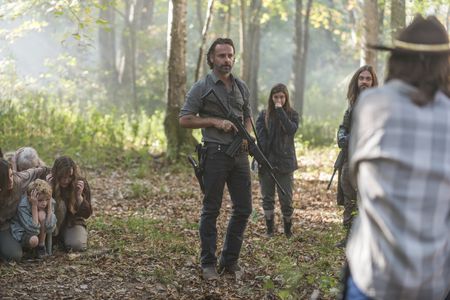 Andrew Lincoln, Tom Payne, Chandler Riggs, and Katelyn Nacon in The Walking Dead (2010)