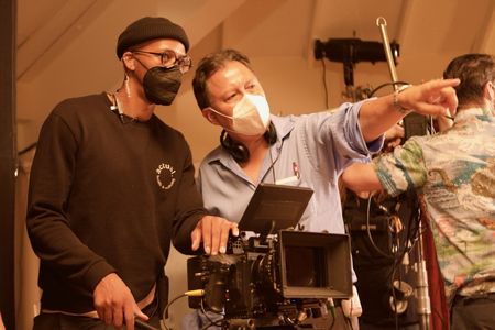 On the set of 'The Kill Floor' - (L) Director of Photography Anthony Brooks and (R) Writer, Director, Producer Carlos Av