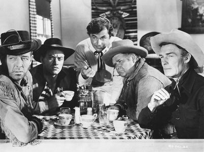 Randolph Scott, Noah Beery Jr., John Ireland, Charles Kemper, and Frank Fenton in The Doolins of Oklahoma (1949)