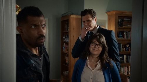 As Fran Tabuto in Angie Tribeca with Deon Cole and Hayes McArthur