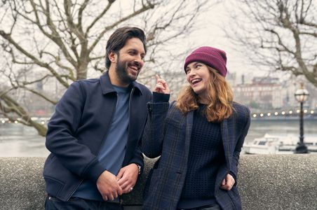 Shazad Latif and Lily James in What's Love Got to Do with It? (2022)