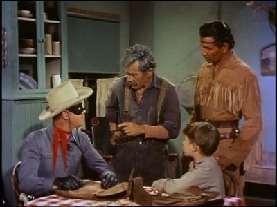 Clayton Moore, Brad Morrow, Jay Silverheels, and Charles Wagenheim in The Lone Ranger (1949)