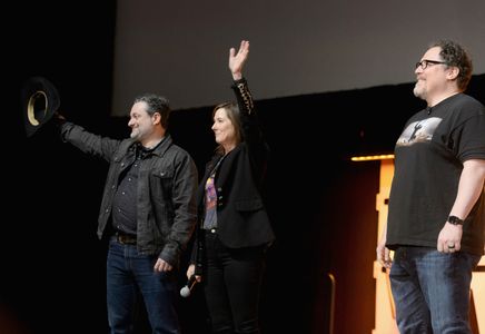 Kathleen Kennedy, Jon Favreau, and Dave Filoni at an event for The Mandalorian (2019)