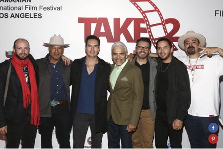 Matias Ponce with Miguel Angel Caballero, Sal Lopez, Juan Escobedo and the cast and crew of 