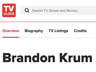 Actor Brandon Krum listed on TVGuide's Website