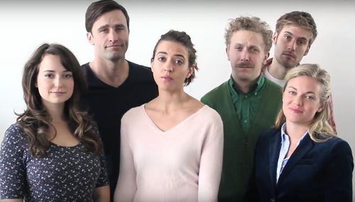 Ross Crain, Milana Vayntrub, Emily Towers, Jared Nigro, Ryan Hitchcock, and Taylor Orci in Bitchy Resting Face (2013)