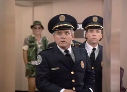 G.W. Bailey, David Graf, and Lance Kinsey in Police Academy 5: Assignment: Miami Beach (1988)