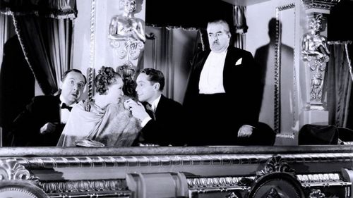 Walter Connolly, Rita Johnson, Franklin Pangborn, and Franchot Tone in The Girl Downstairs (1938)