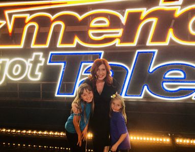 Me and my little sister with our amazing choir director Sarah Grandpre on America’s got talent season 13!