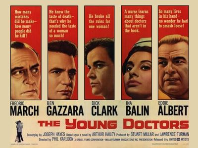 Eddie Albert, Ina Balin, Ben Gazzara, Dick Clark, and Fredric March in The Young Doctors (1961)