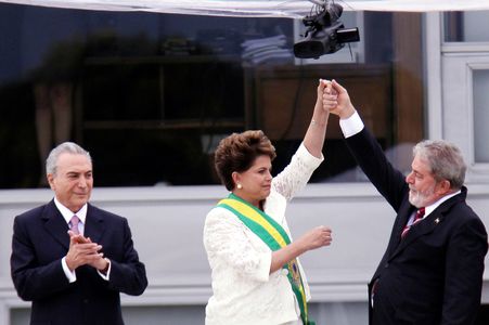 Luiz Inácio Lula da Silva, Dilma Rousseff, and Michel Temer in The Edge of Democracy (2019)