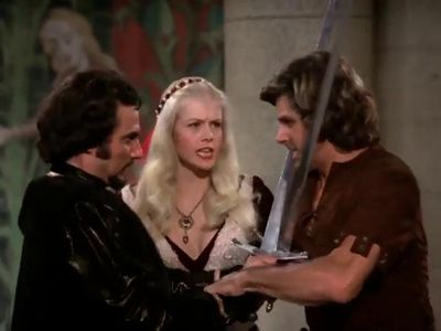 Dick Gautier, Henry Polic II, and Misty Rowe in When Things Were Rotten (1975)