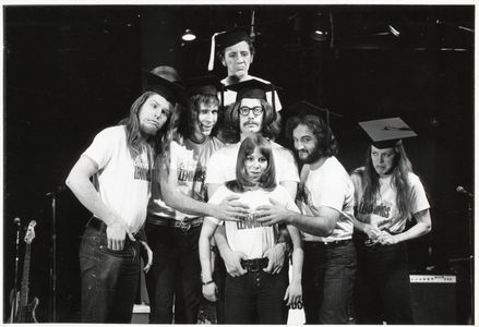 John Belushi, Chevy Chase, Christopher Guest, Peter Elbling, Garry Goodrow, Mary Jenifer Mitchell, and Alice Playten in 