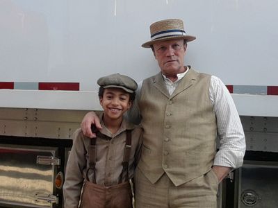 Jaden Betts with Michael Rooker on the set of Bolden!
