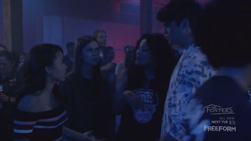 Lexi Flores with Maia Mitchell, Cierra Ramirez, and Noah Centineo on 'The Fosters' 2017