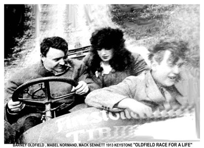 Mabel Normand, Barney Oldfield, and Mack Sennett in Barney Oldfield's Race for a Life (1913)