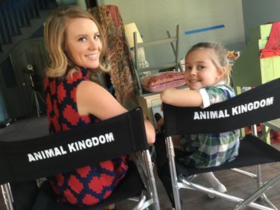 Kaitlin Huwe and Rose Matheu behind the scenes on Animal Kingdom TNT