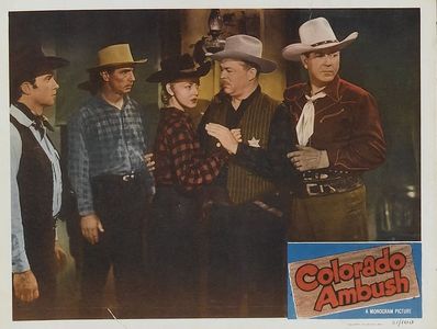 Marshall Bradford, Johnny Mack Brown, Tommy Farrell, Lois Hall, and Lyle Talbot in Colorado Ambush (1951)
